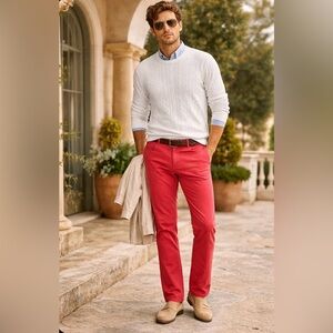 $160 Peter Millar Ultimate Sateen Five-Pocket Mens Pant Red Cred 32/32 New golf